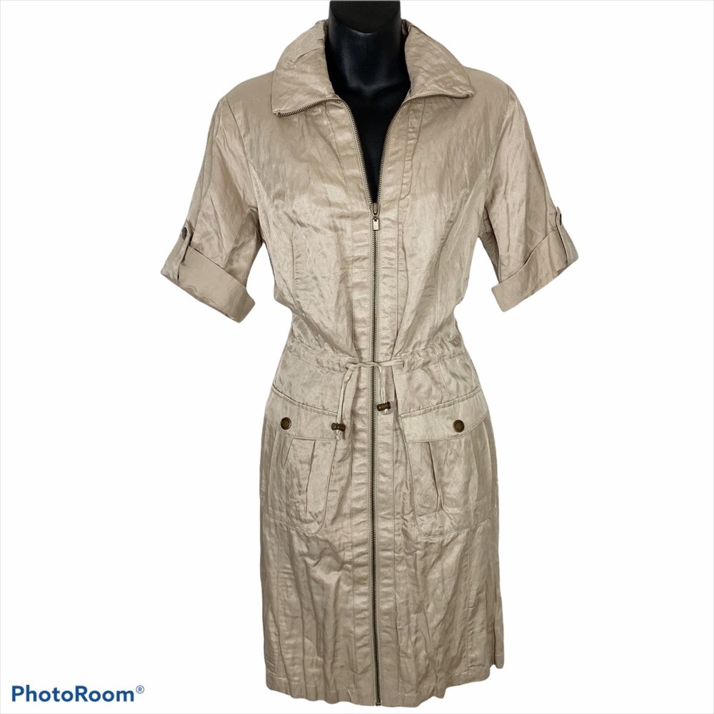 ZENERGY by CHICO’S Tan Utility Zipper Shift Dress - Picture 1 of 14